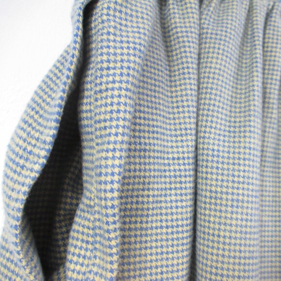 Vintage Orvis Flannel Check Houndstooth Pleat Midi Skirt Pockets Beige Blue 14 - Picture 3 of 5